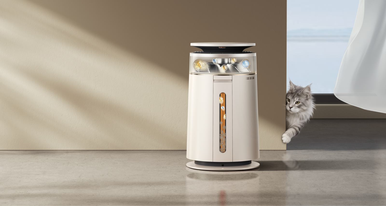El depósito de pelo de 0,46 L del Dreame FP10 Purificador de aire para mascotas reduce bacterias un 99,99 % y virus un 99,98 % para una respiración más segura.