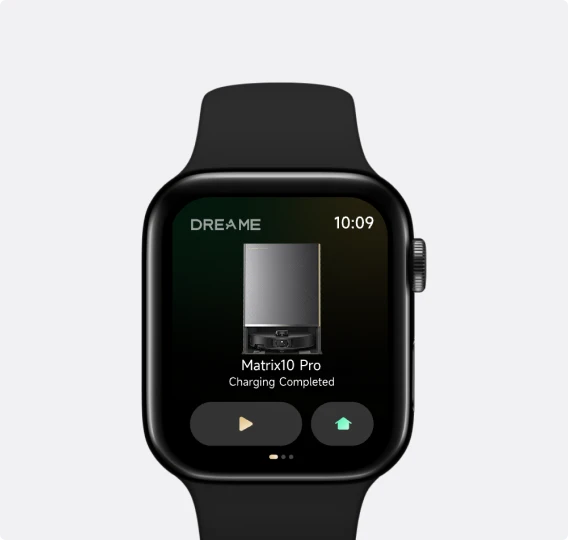 Robot aspirador Dreame Matrix10 Pro controlable desde el Apple Watch, inicia los programas de limpieza con un toque desde la muñeca.