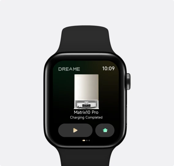 Robot aspirador Dreame Matrix10 Pro controlable desde el Apple Watch, inicia los programas de limpieza con un toque desde la muñeca.