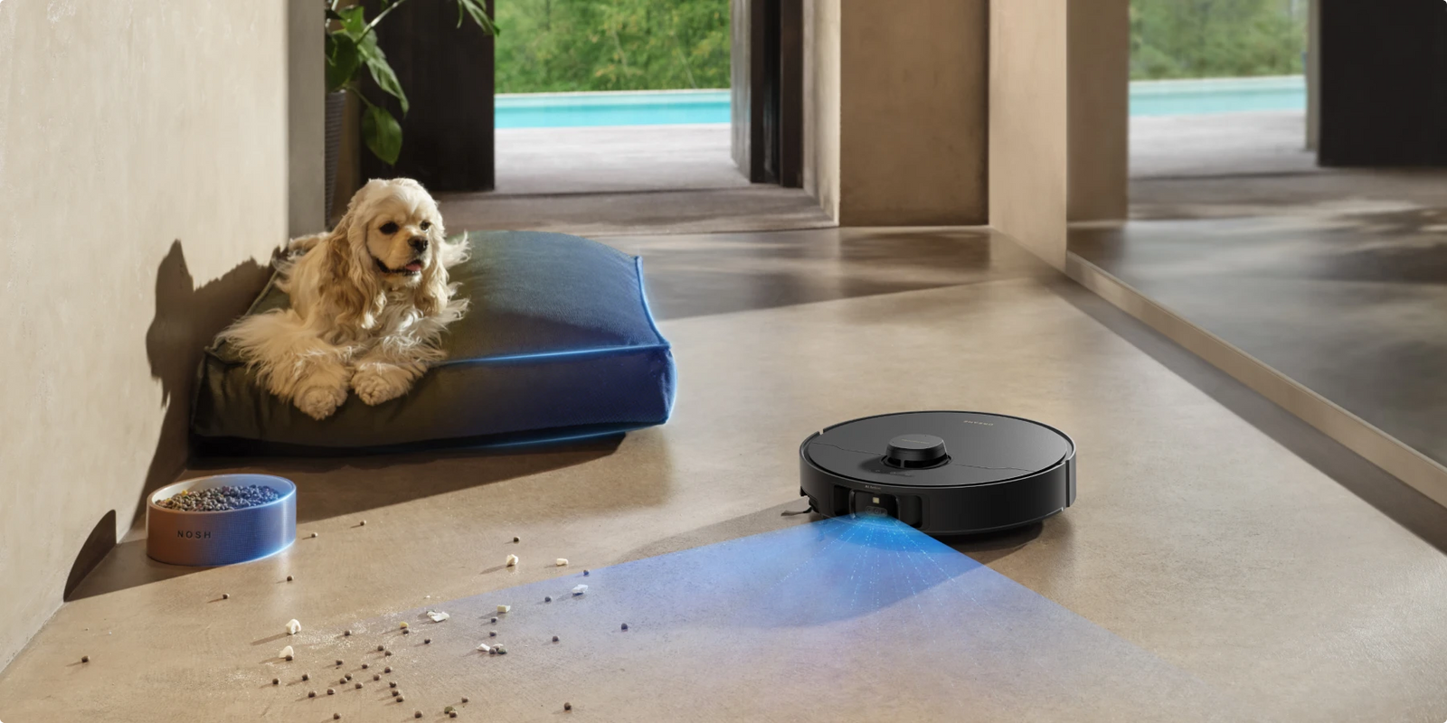 Robot aspirador Dreame Matrix10 Pro con cuidado profundo para mascotas, mayor succión cerca de las areneras y menos agua para reducir alérgenos.