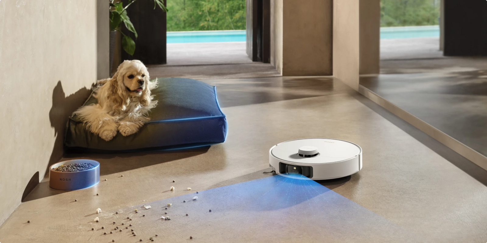 Robot aspirador Dreame Matrix10 Pro con cuidado profundo para mascotas, mayor succión cerca de las areneras y menos agua para reducir alérgenos.