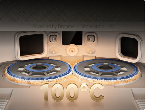 Autolimpieza ThermoHub a 100 °C del robot aspirador Dreame Matrix10 Pro Blanco, reduce bacterias y malos olores.