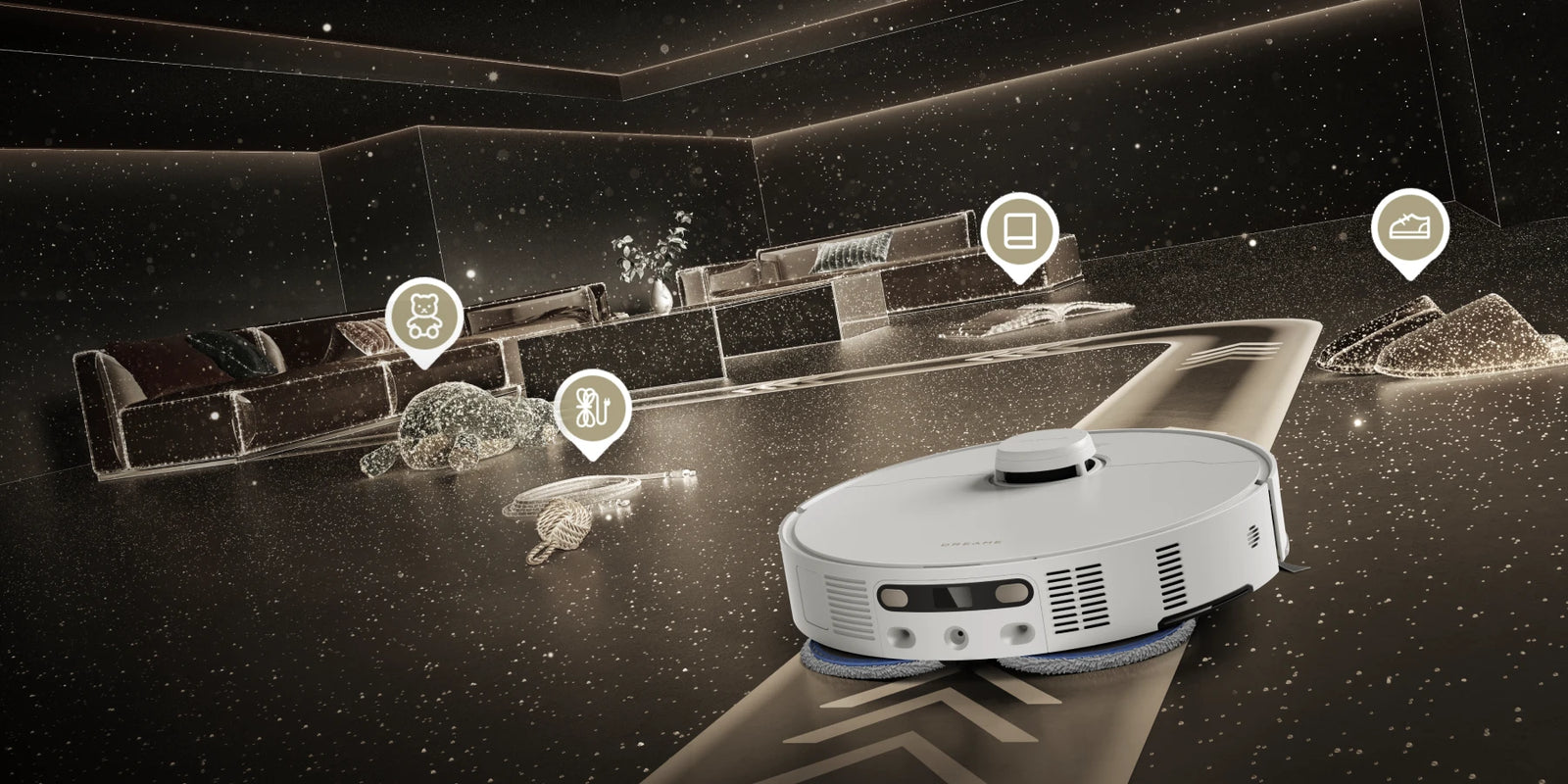 Robot aspirador Dreame Matrix10 Pro con IA RGB y luz estructurada 3D, detecta más de 280 tipos de objetos e identifica el 100 % de los cables.