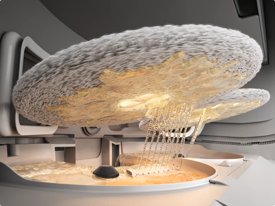 Autolimpieza Paso 1 del robot aspirador Dreame Matrix10 Pro Blanco, 20 boquillas enjuagan las mopas con agua caliente, 99 % de eliminación de manchas.