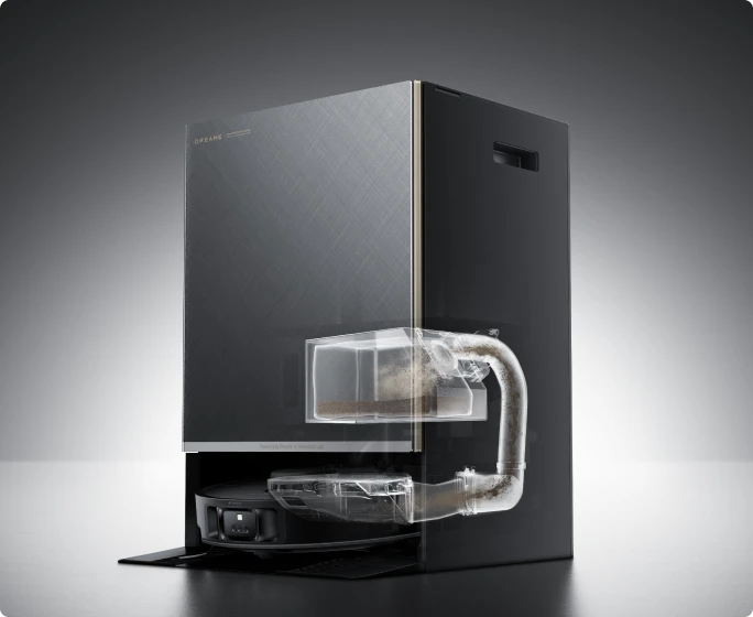 Robot aspirador Dreame Matrix10 Pro con vaciado automático del polvo, hasta 100 días de limpieza sin intervención manual.