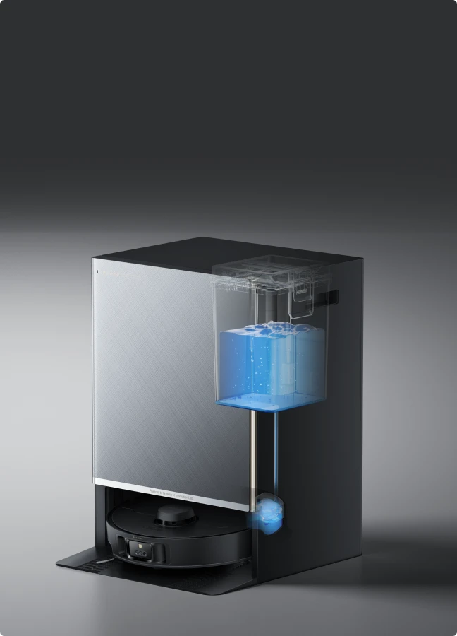 Robot aspirador Dreame Matrix10 Pro con llenado automático del depósito de agua, depósito de 80 ml para sesiones de fregado continuas.