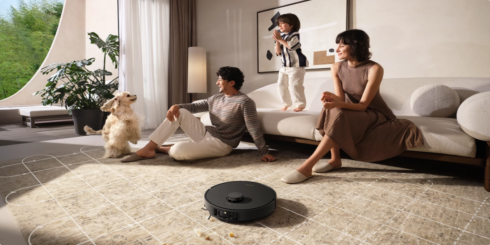 El robot aspirador Dreame Matrix10 Pro Negro limpia alfombras con mayor potencia de succión y cambia de modo suelo a alfombra sin interrupciones.