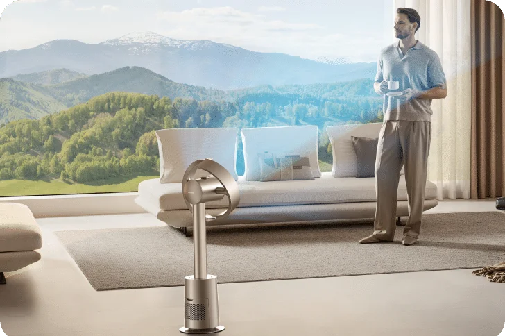 El Dreame MF10 Ventilador sin aspas genera una brisa suave y uniforme que refresca sin las ráfagas bruscas de los ventiladores convencionales.