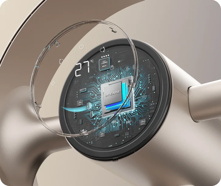El chip TempSync™ integrado del Dreame MF10 Ventilador sin aspas detecta los cambios de temperatura en tiempo real y ajusta el flujo automáticamente.