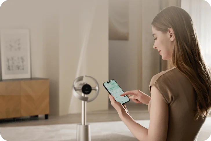 Con la app Dreamehome, el Dreame MF10 Ventilador sin aspas se controla a distancia para tener siempre el confort bajo control.