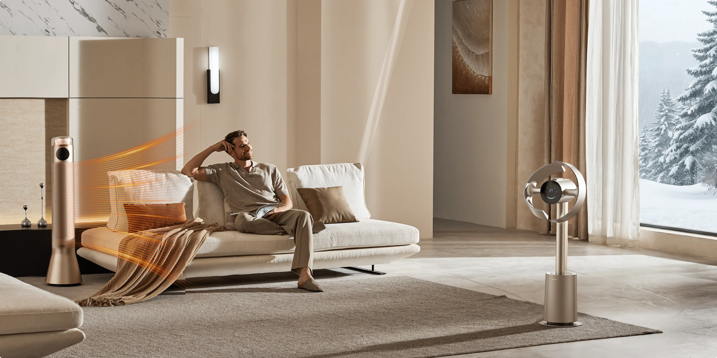 En invierno, el Dreame MF10 Ventilador sin aspas distribuye el calor de forma eficiente por toda la habitación manteniendo el consumo energético bajo.