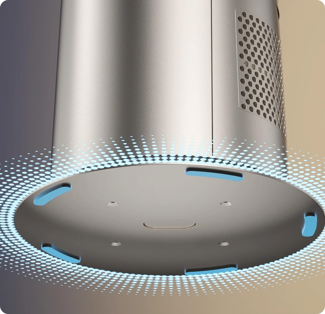 Las nervaduras de guía curvas del Dreame MF10 Ventilador sin aspas dirigen el aire de forma uniforme y reducen turbulencias para un funcionamiento silencioso.