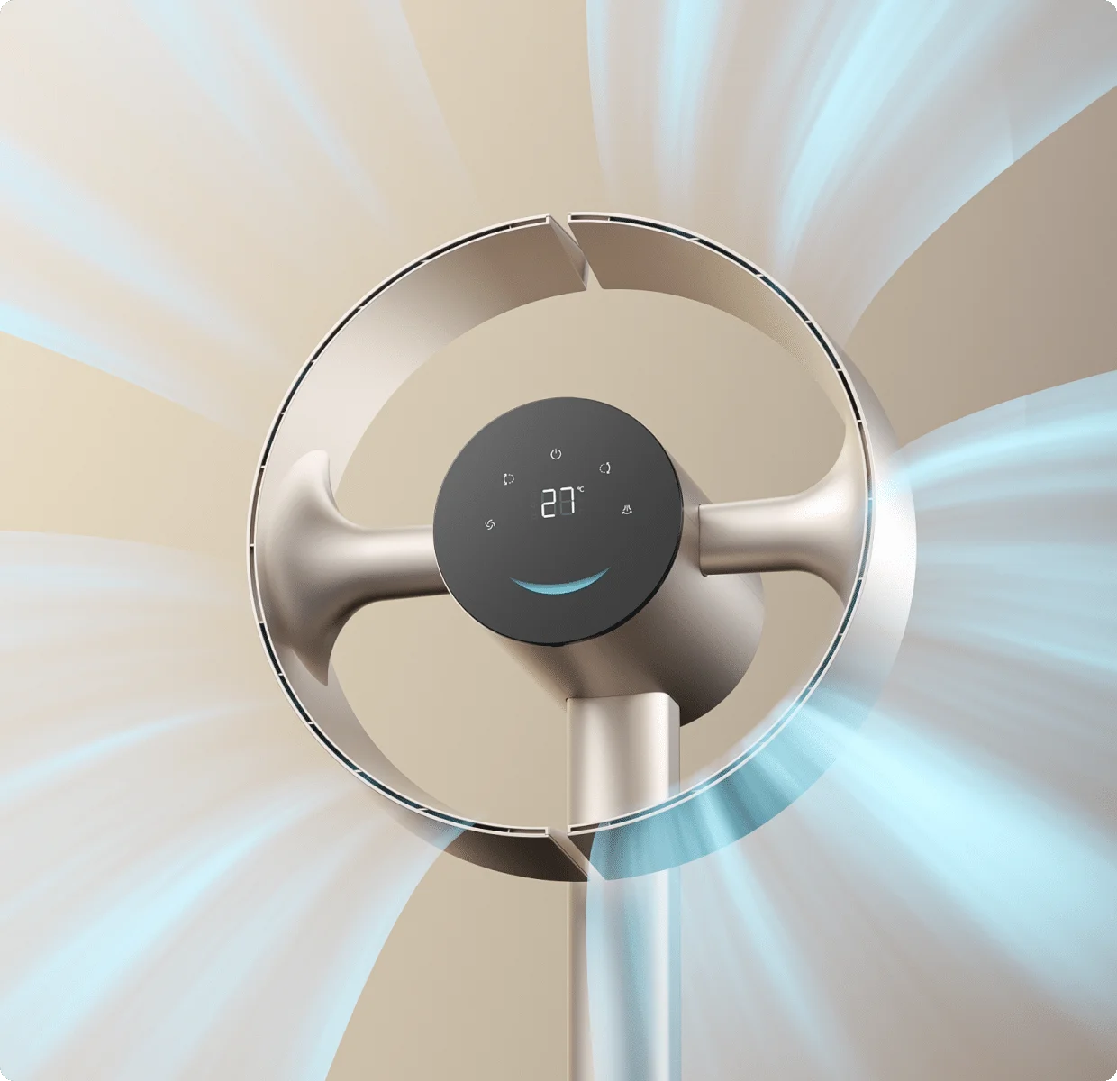 El canal de aire circular de cuatro zonas del Dreame MF10 Ventilador sin aspas concentra el flujo con precisión para la máxima eficiencia y alcance.