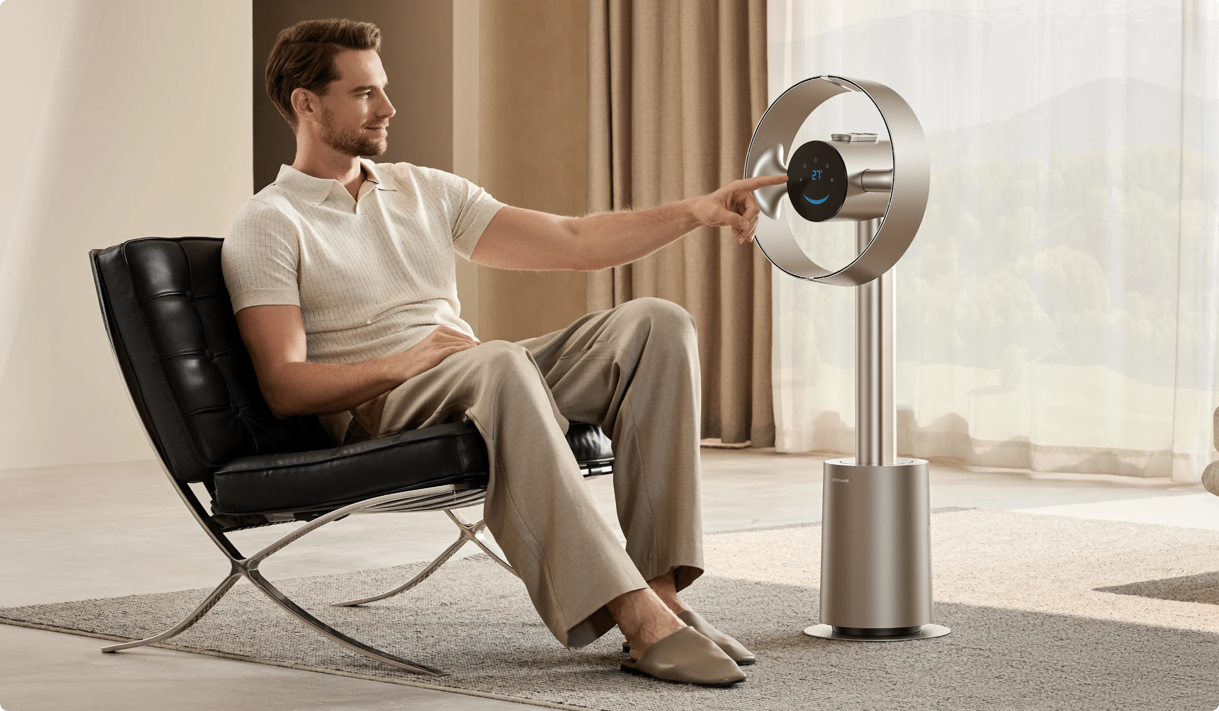 Dreame MF10 Ventilador sin aspas con pantalla táctil LED que muestra el estado en tiempo real, ajustable con un solo toque.