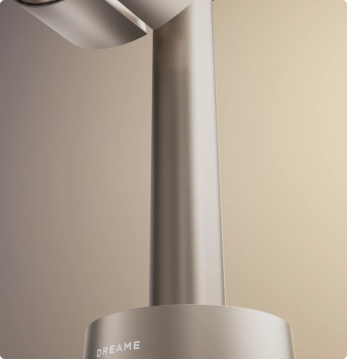 Dreame MF10 Ventilador sin aspas: primer plano de la rejilla de aluminio liso, superficie sin juntas fácil de limpiar.