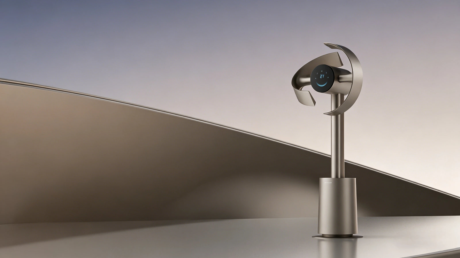 El Dreame MF10 Ventilador sin aspas en dorado titanio lleva un confort de aire inteligente que alcanza cada rincón.