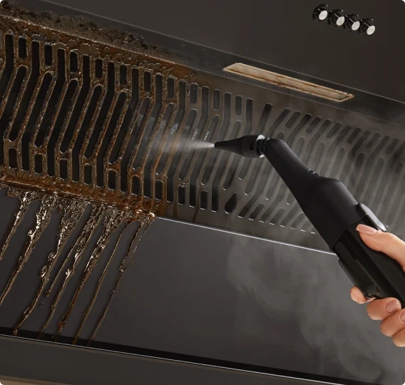 Dreame N20 Steam Negro muestra cómo se retira la suciedad oculta de los tejidos con vapor y agua para una limpieza más fresca y fácil.