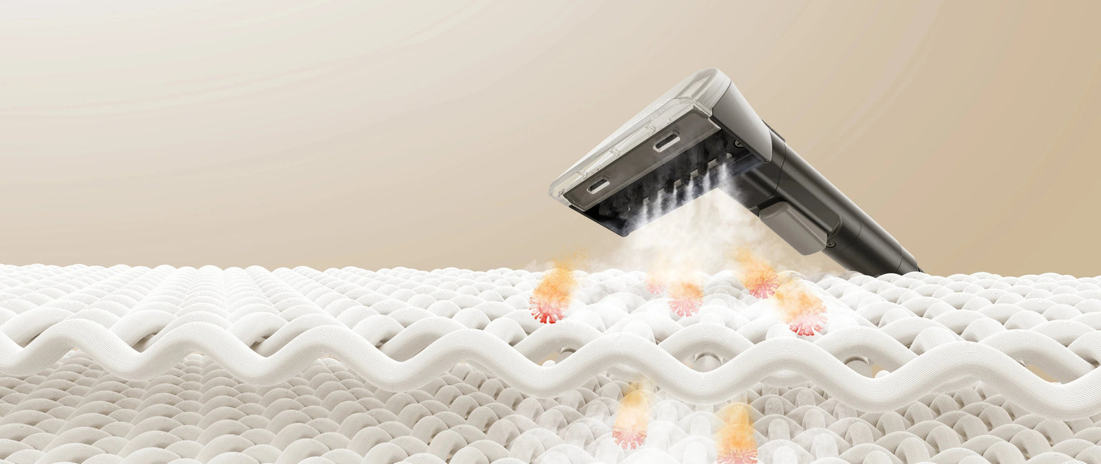 Dreame N20 Steam Negro usa un cepillo redondo pequeño para superficies curvas y lavabos para una limpieza más fresca y fácil.