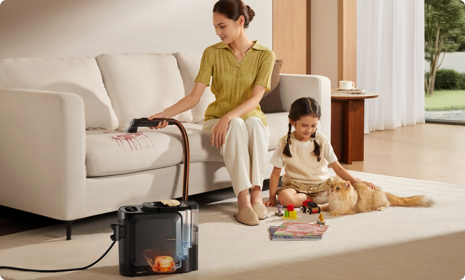 Dreame N20 Steam Negro ofrece limpieza en frío para cuidar los tejidos con suavidad para una limpieza más fresca y fácil.