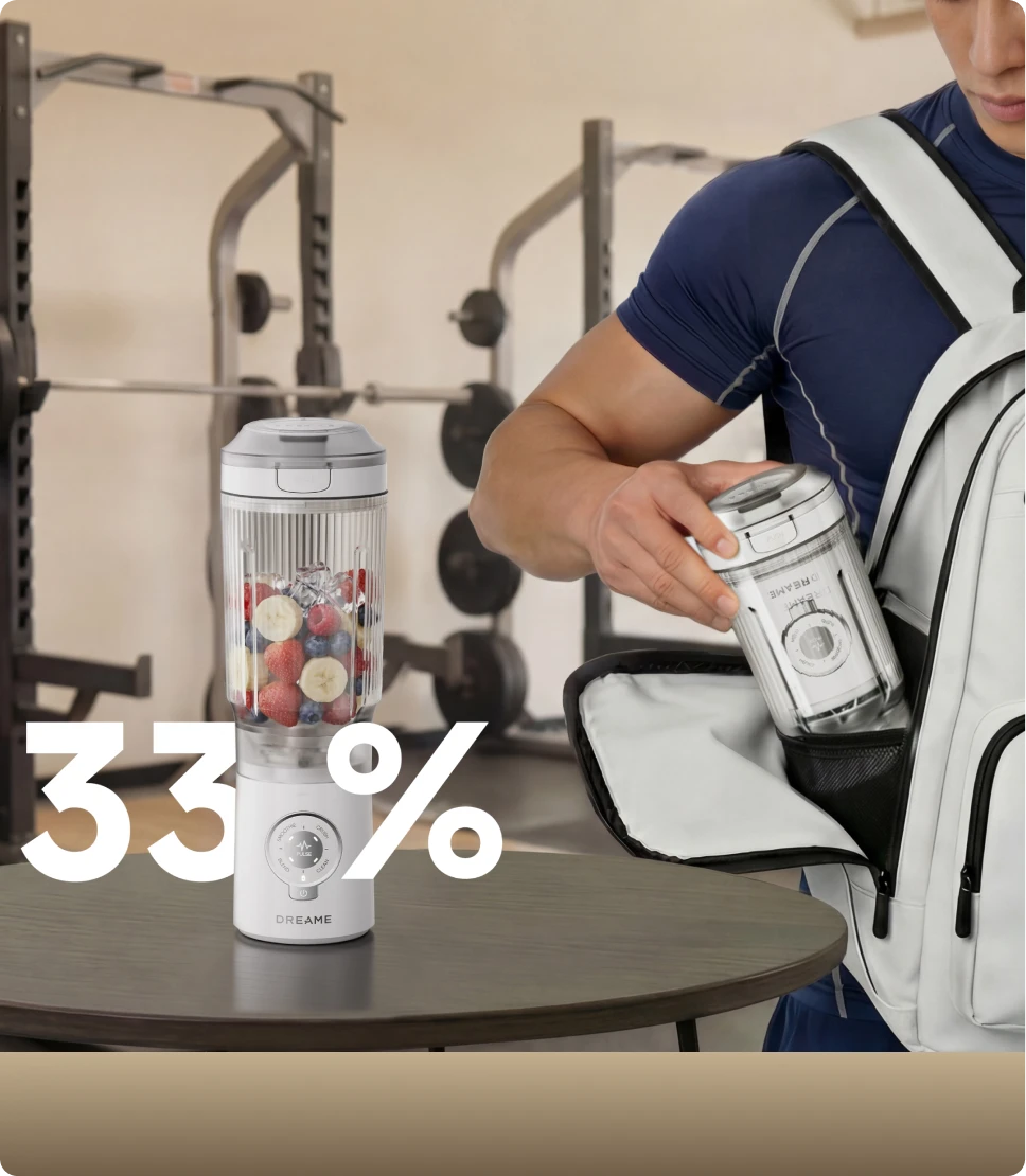 Dreame Portable Blender diseño Twist & Go un 33% más compacto para llevar en la mochila del gimnasio