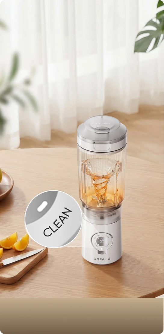 Modo de autolimpieza de Dreame Portable Blender para mantener el vaso impecable sin esfuerzo