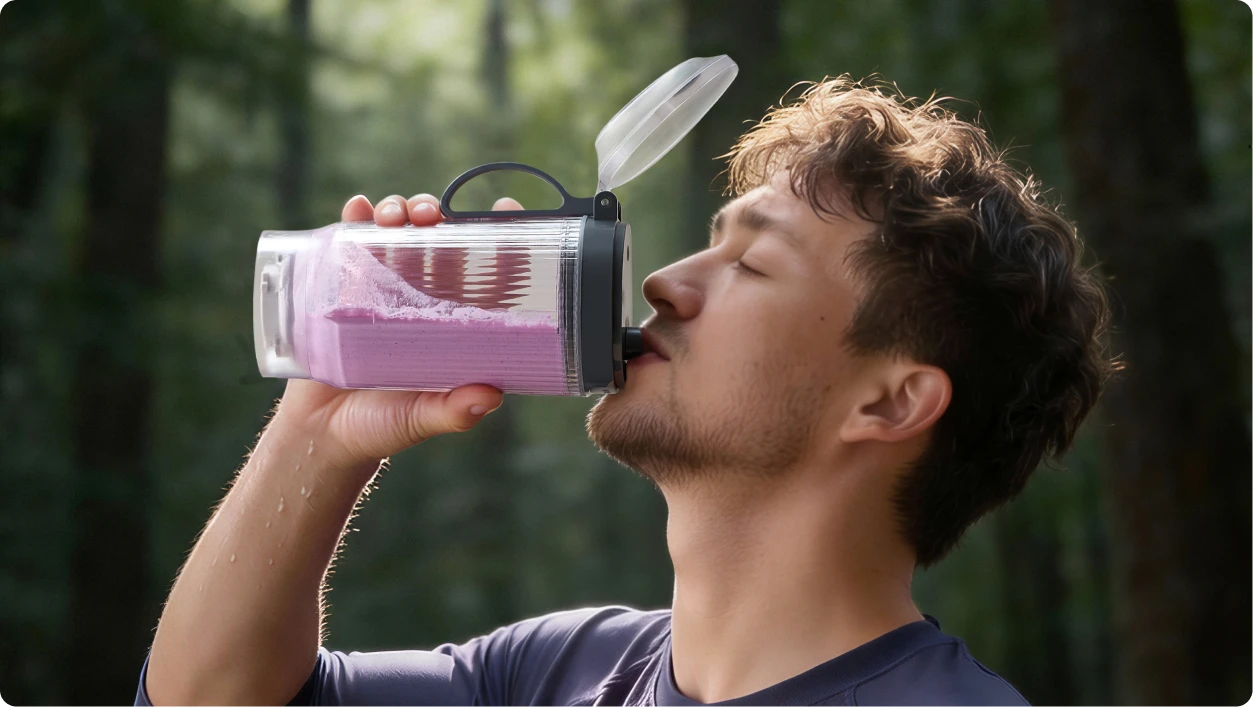 Tapa hermética Dreame Portable Blender para beber directamente sin goteos ni necesidad de trasvasar