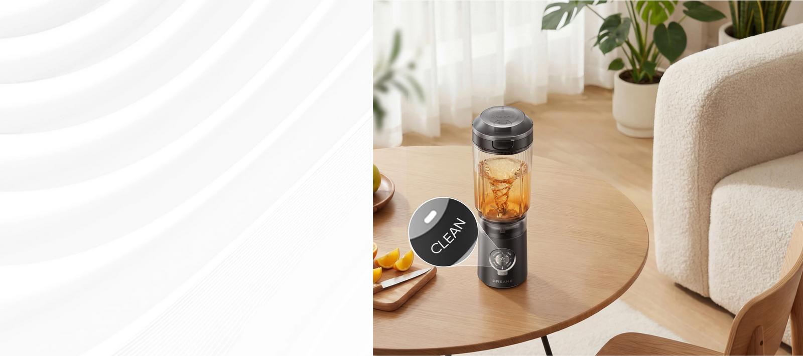 Modo de autolimpieza de Dreame Portable Blender con limpieza rápida de un toque solo con agua y jabón