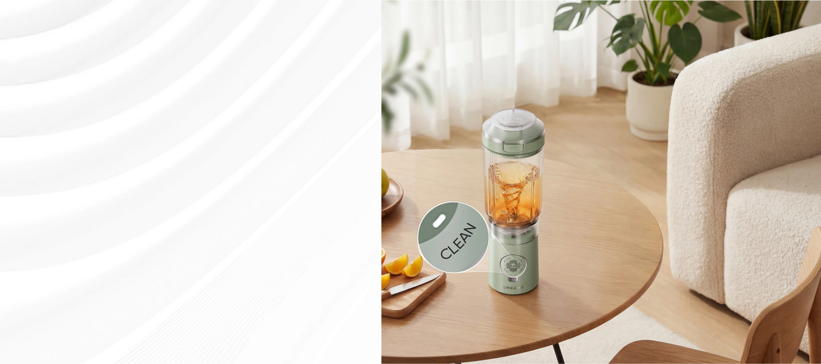 Modo de autolimpieza de Dreame Portable Blender con limpieza rápida de un toque solo con agua y jabón