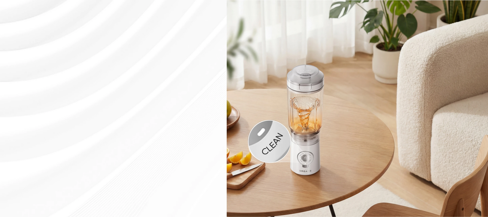 Modo de autolimpieza de Dreame Portable Blender con limpieza rápida de un toque solo con agua y jabón