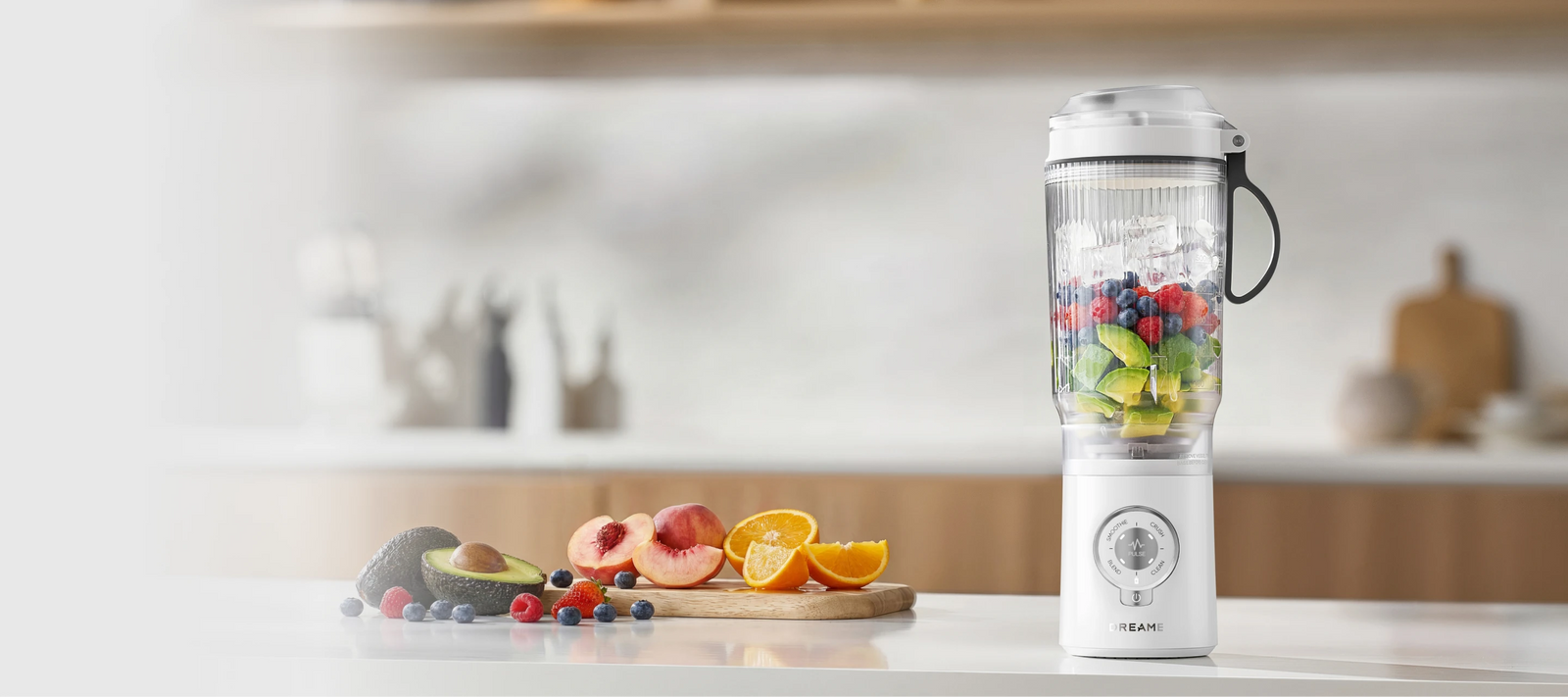 Marca Dreame Portable Blender con presencia global y diseño compacto fácil de guardar en la cocina