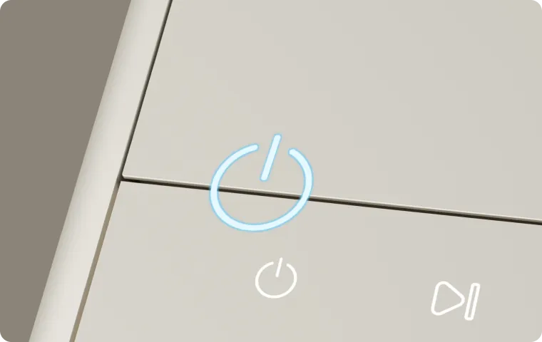 El botón de encendido/apagado iluminado del Dreame SF25 WiFi permite encender y apagar el dispositivo fácilmente con una sola pulsación.