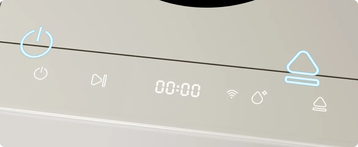 El panel de control del Dreame SF25 WiFi con el modo de bloqueo de seguridad infantil activado bloquea todos los botones para evitar un uso accidental.