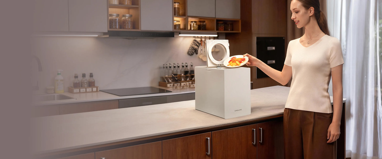 El Dreame SF25 WiFi procesa sin esfuerzo una gran variedad de residuos alimentarios como verduras, carne, cáscaras de huevo, huesos pequeños y alimentos fibrosos.