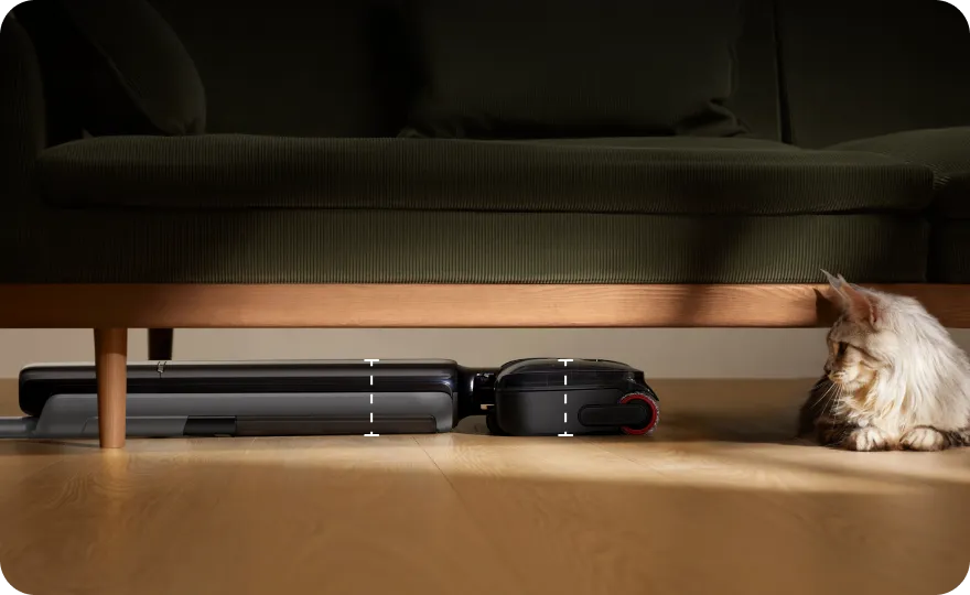 Dreame T12 Pro con diseño ultra-plano de 9,85 cm* para una limpieza sin esfuerzo bajo los muebles