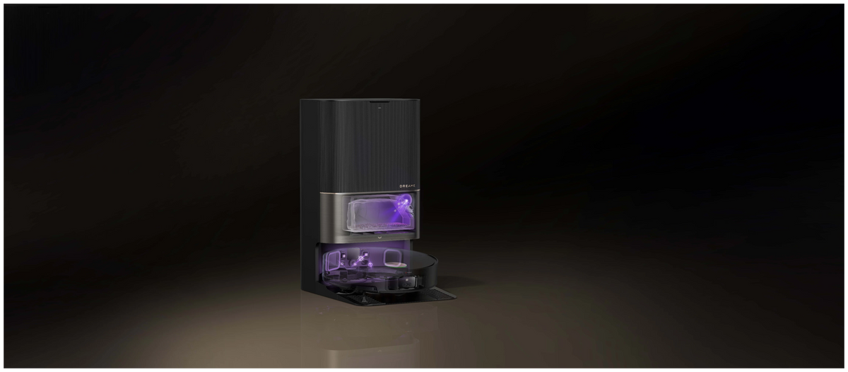 Estación base del robot aspirador equipada con luz ultravioleta