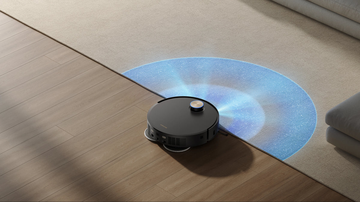 Robot aspirador con detección automática de alfombras y ajuste del modo de limpieza