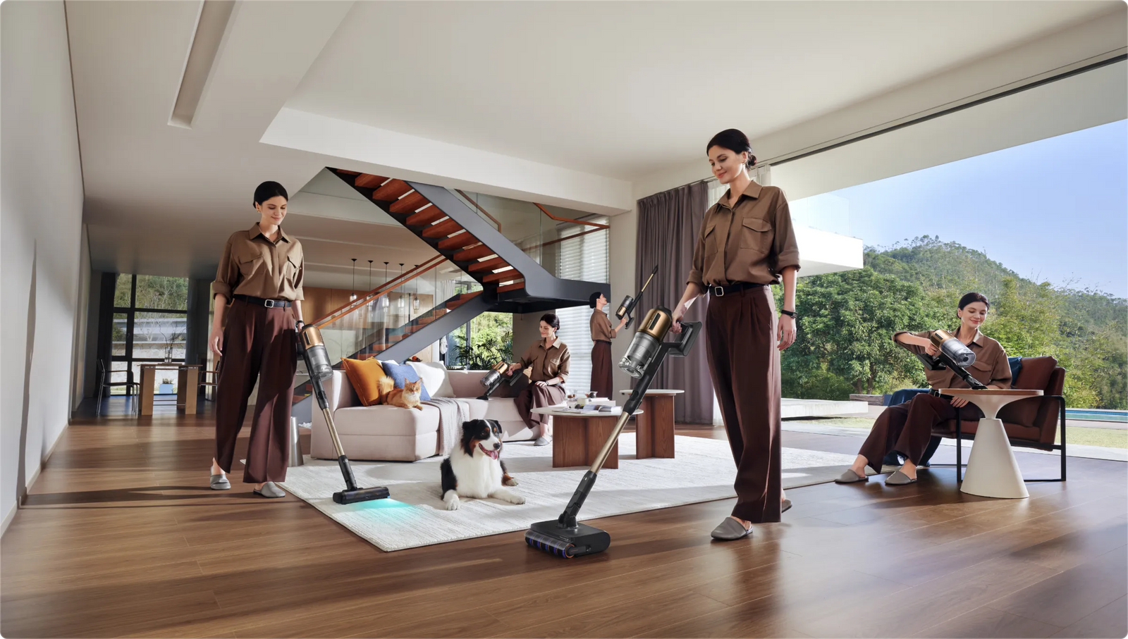 Dreame Z30 Pro Aqua-A Aspirador fregona limpia suelo alfombra sofá y cortinas en salón moderno