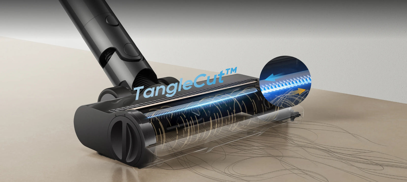 Dreame Z30 Pro Aqua-A Aspirador fregona con cepillo TangleCut de dos cuchillas para una limpieza sin enredos.